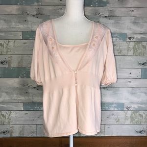 Pink beaded twin sweater set #504